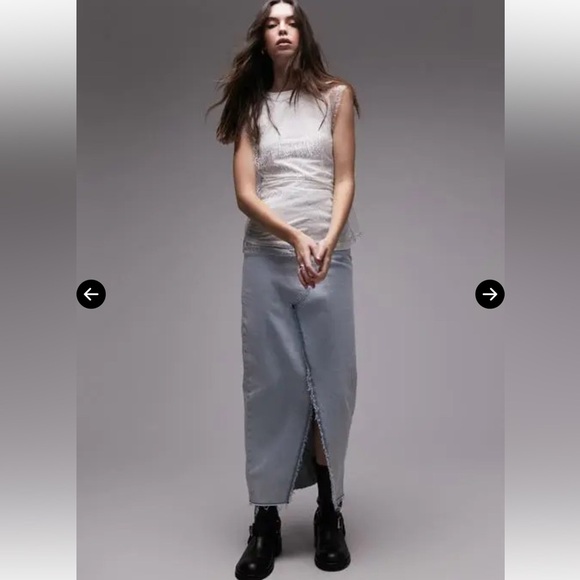 🆕 TOPSHOP Metallic Layered Mesh Sleeveless White Top - Picture 3 of 8